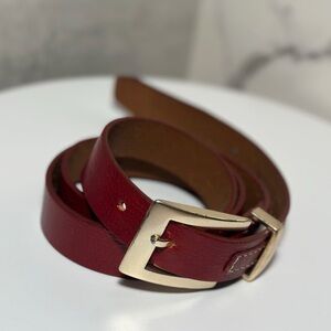 Vintage Fossil Women’s Genuine Leather Belt in Deep Red w/ Gold Hardware - Large